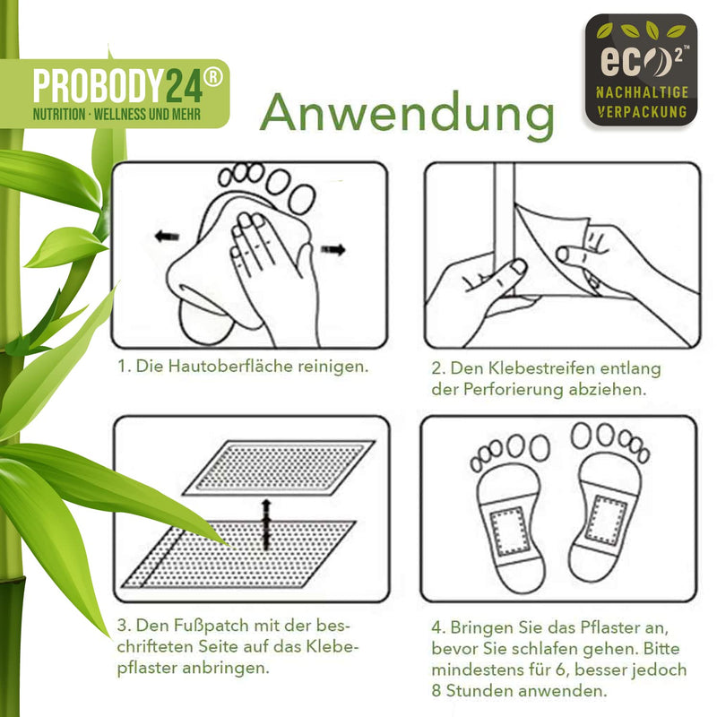 ProBody24® Bamboo Vital Foot Plasters, 100% natural ingredients, wellness foot pads 10 pieces - NewNest Australia