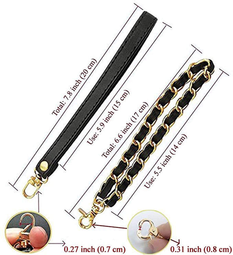 Beaulegan Purse Wrist Straps - Genuine Leather - Replacement for Clutch Pouch, Set of 2 PCS Black Pebble Grain (Gold Buckle) - NewNest Australia