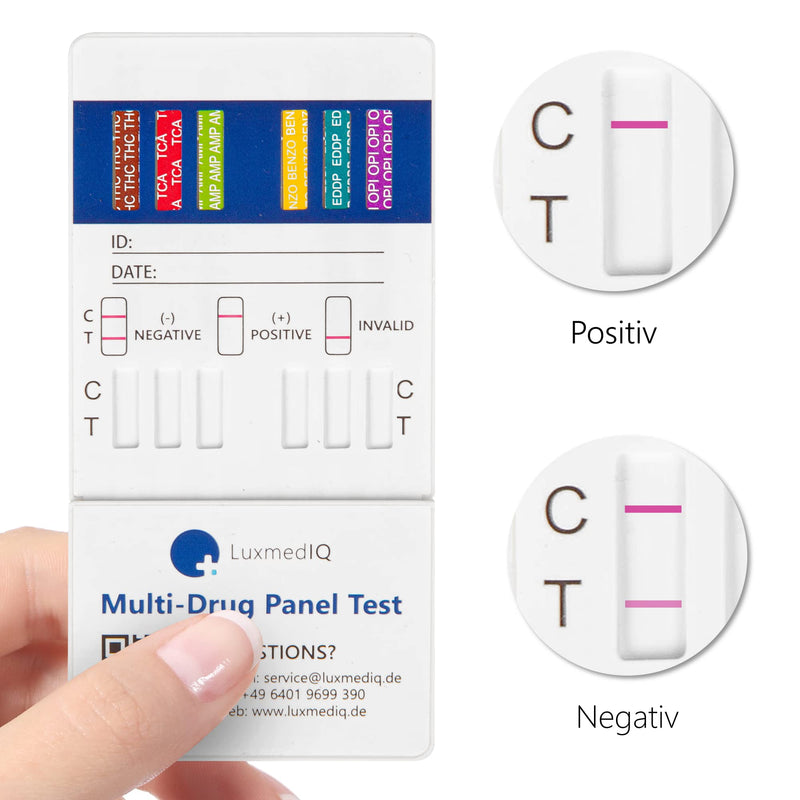 Luxmediq Drug Test Multi 12 - Urine Drug Quick Test - Cannabis Thc, Ecstasy Mdma, Cocaine, Amphetamine, Opiates, Methamphetamine, Methadone, Oxazepam, Buprenorphine, Oxycodone, Phencyclidine, Nortriptyline - NewNest Australia