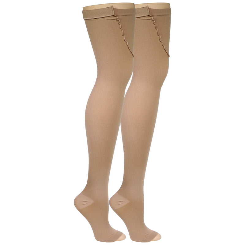 Truform Surgical Stockings, 18 mmHg Compression for Men and Women, Thigh High Length, Open Toe, Beige, Small Small (1 Pair) - NewNest Australia