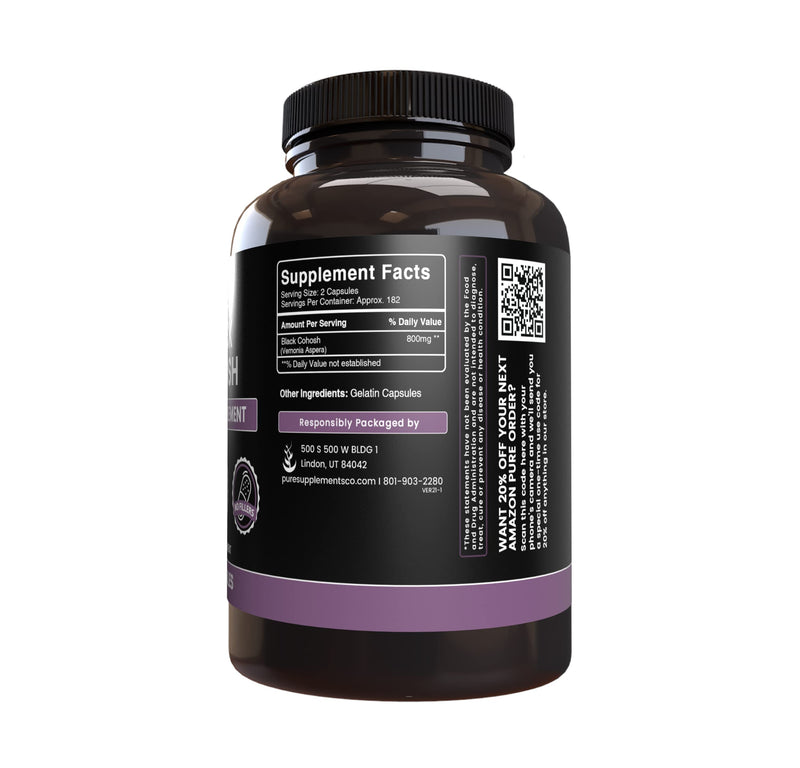 Pure Original Ingredients Black Cohosh (365 Capsules) No Magnesium Or Rice Fillers, Always Pure, Lab Verified 365 Count (Pack of 1) - NewNest Australia