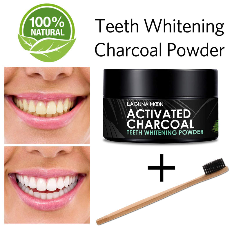 100% Organic Activated Charcoal Teeth Whitening Powder with Bamboo Toothbrush - 50g Natural Coconut Charcoal, Effective Teeth Stain Remover and Toothpaste Alternative - Safe for Gums Or Enamel, Vegan 1.76 Fl Oz (Pack of 1) - NewNest Australia