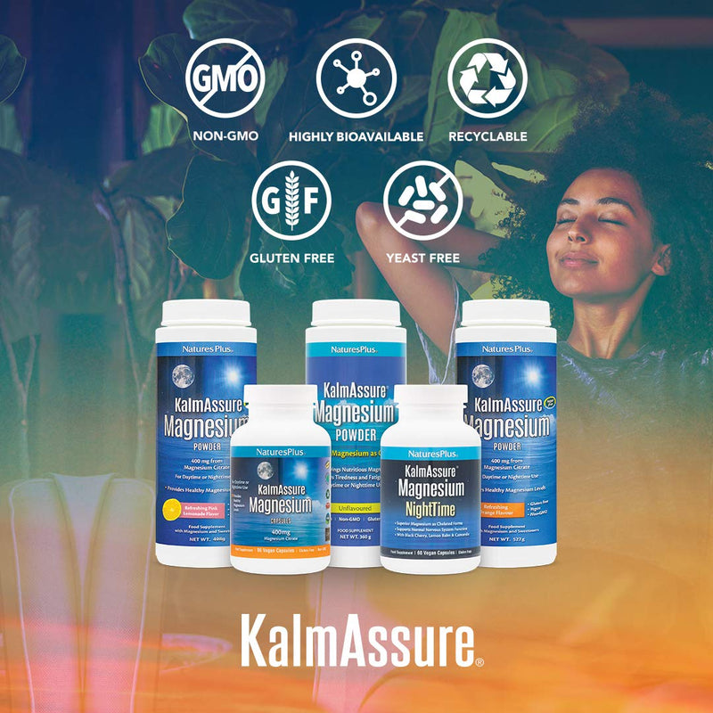 NaturesPlus KalmAssure Magnesium Supplement - 420mg Highly Bioavailable Natural Magnesium Citrate - Energy and Stress Relief for Mind and Body - Vegan, Gluten Free - 120 Capsules - NewNest Australia