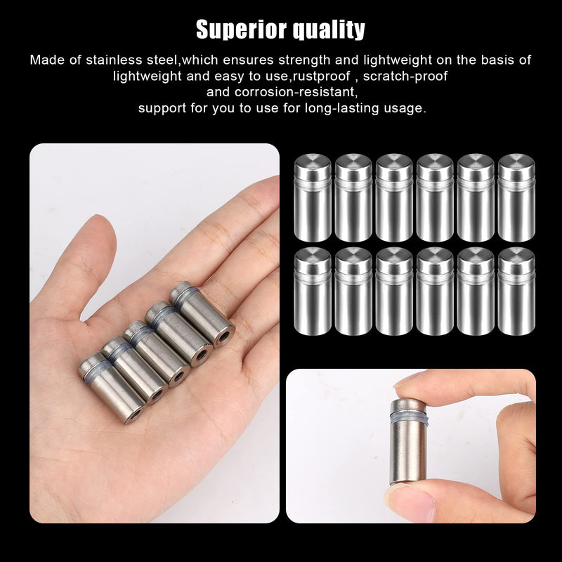 AIEX 12pcs 12x25mm Stainless Steel Standoff Holder Screws Advertising Nails Glass Wall Standoff Sign Mounts for Billboard Installation Sign Displays (Silver) - NewNest Australia