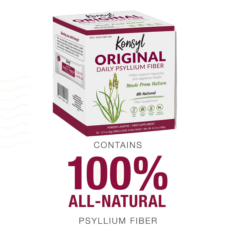 Konsyl Original Formula Daily Fiber, 100% All Natural Psyllium Husk Powder - Stickpacks 30ct - NewNest Australia