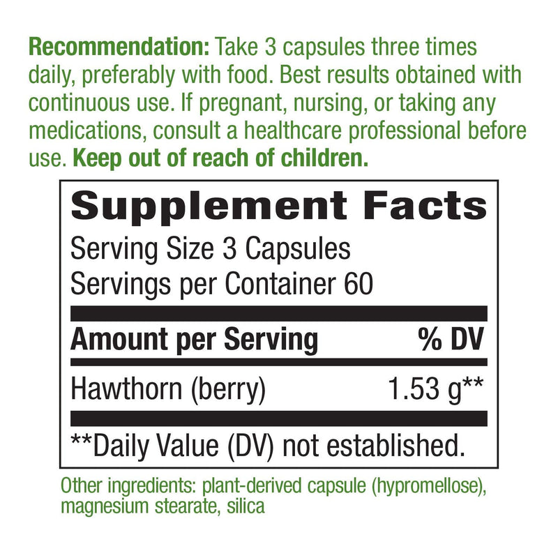 Nature's Way Premium Herbal Hawthorn Berries, 1,530 mg per serving, 180 Capsules (Packaging May Vary) 180 Count (Pack of 1) - NewNest Australia