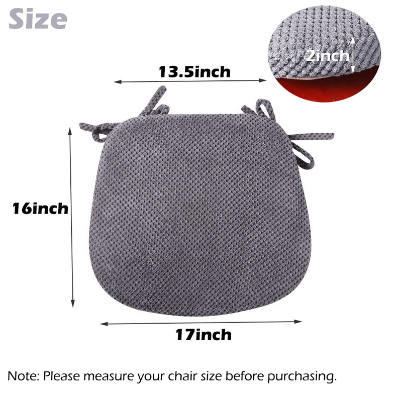 Chair Cushion with Ties for Dining Chair Memory Foam Kitchen Dining Chair Pad Non Slip Dining Room Seat Cushion with Machine Washable Cover,17"x16"(1 Pack, Grey) - NewNest Australia