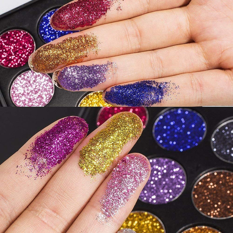 12 Colors Glitter Powder Makeup Palette Professional Long Lasting Shimmer Eyeshadow Palette Mineral Pressed Glitter - NewNest Australia