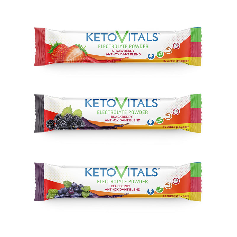 Keto Vitals Berry Antioxidant Electrolyte Powder Stick Packs | Keto Friendly Electrolytes Travel Packets | Variety Individual Packets | Energy Drink Mix | Zero Calorie | Zero Carb (Berry Assorted, 30) Berry Assorted 30 Count (Pack of 1) - NewNest Australia