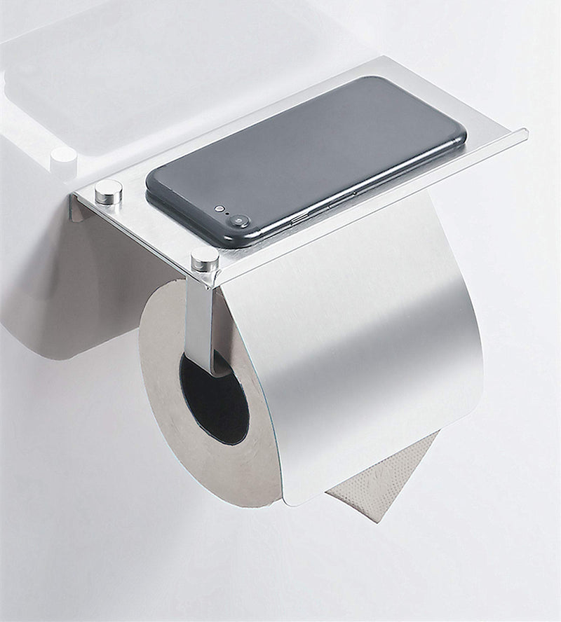 yeavs Toilet Paper Holder with Phone Shelf and Waterproof Cover, SUS304 Stainless Steel Tissue Roll Storage Rack (Polished Chrome) Medium - NewNest Australia