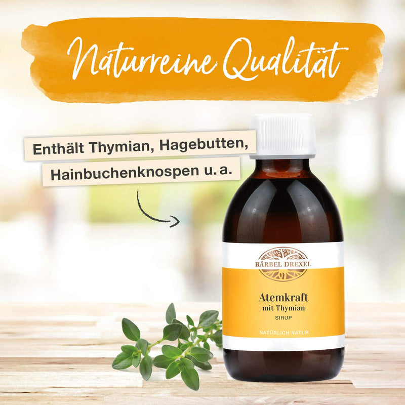 Atemkraft Syrup Vegan, Complex With Thyme, Rosehip, Hornbeam Buds (200 Ml), Mucolytic, Throat, Throat Pain, Cough Stimulus, Cold, Immune System, 100% Made In Germany B√Ñrbel Drexel - NewNest Australia