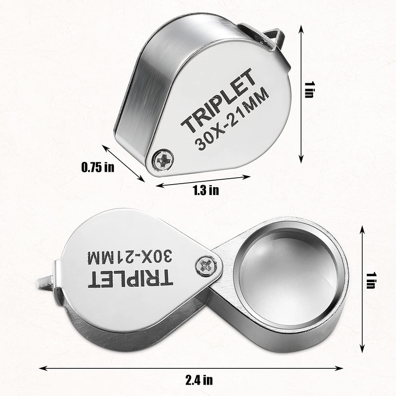 3 Pieces Jewelers Eye Loupe Set 10X, 20X and 30X Pocket Jewelry Loupe, Jewelers Eye Magnifying Glass Magnifier for Jewelry Coins Gems Stamps Watches Supplies (Silver) Silver - NewNest Australia