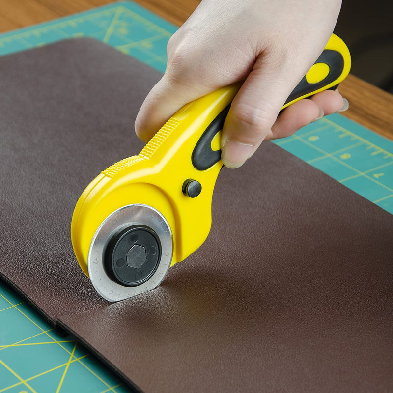 WORKLION 45mm Rotary Cutter Set: Ergonomic Rotary Cutter with Safety Lock and 2 Replacement Rotary Cutter Blades for Sewing Quilting Scrapbooking and Arts & Crafts Projects - NewNest Australia