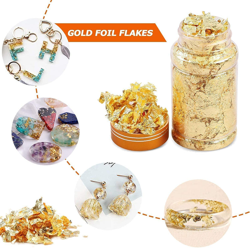 Gold Foil Flakes for Resin, Yibeishu10 Colors Metallic Foil Flakes,Gilding Flakes for Nails, Crafts (Gold, Silver, Copper, Black, Green, Blue, Blue Silver, Black Gold, Purple, Peach) 10 Color - NewNest Australia
