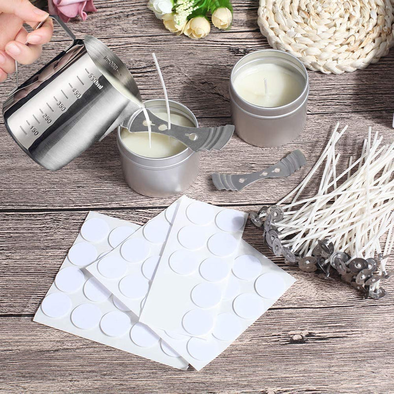 DINGPAI 20pcs Candle Wick Holder, 180pcs Candle Wick Stickers, Silver Stainless Steel Candle Wick Centering Devices, Candle Making Supplies for Candle Making, Candle DIY 20pcs holders+180pcs stickers - NewNest Australia