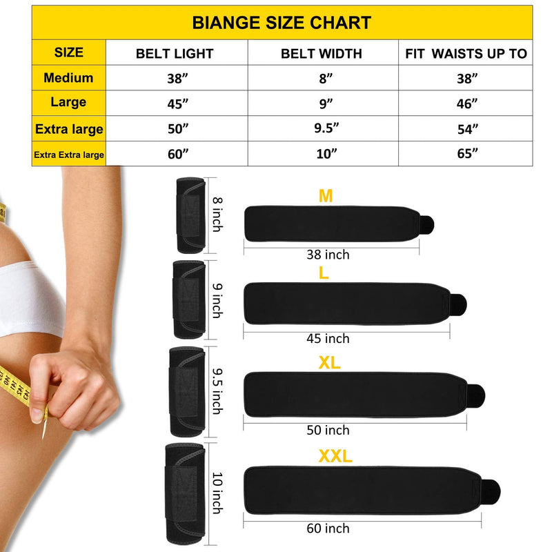 Biange Waist Trainer for Women Men Sweat Belt Waist Trimmer Belly Band Stomach Wraps- with Mesh Bag 1 * Pink & Black M(38” x 8”) - NewNest Australia
