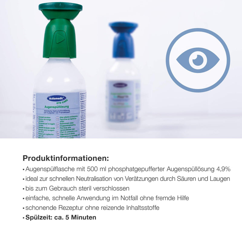 Actiomedic Eyewash With Phosphate-Buffered Rinse Solution Biophos74 4.9%, Phosphate Buffered Eyewash Solution, Sterile Eye Wash Solution For Chemicals, 500 Ml - NewNest Australia