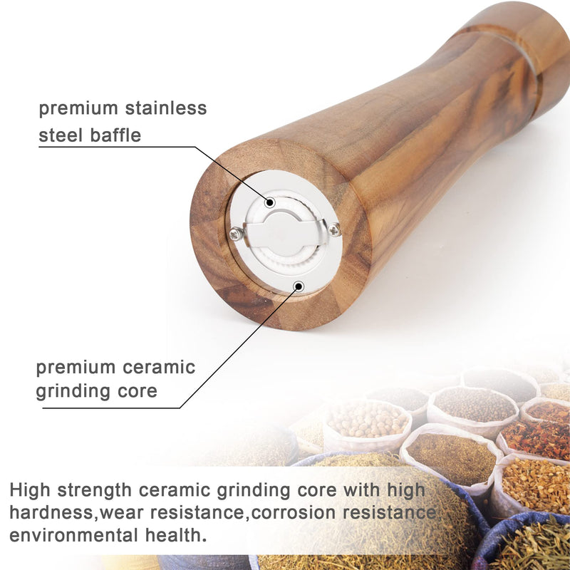 10 inch Pepper Grinder, Pepper Mill Salt Grinder Manual Wooden Rotor with Adjustable Coarseness, Tableware Gifts, for Salt Pepper Mills 10 inch Pepper mill - NewNest Australia
