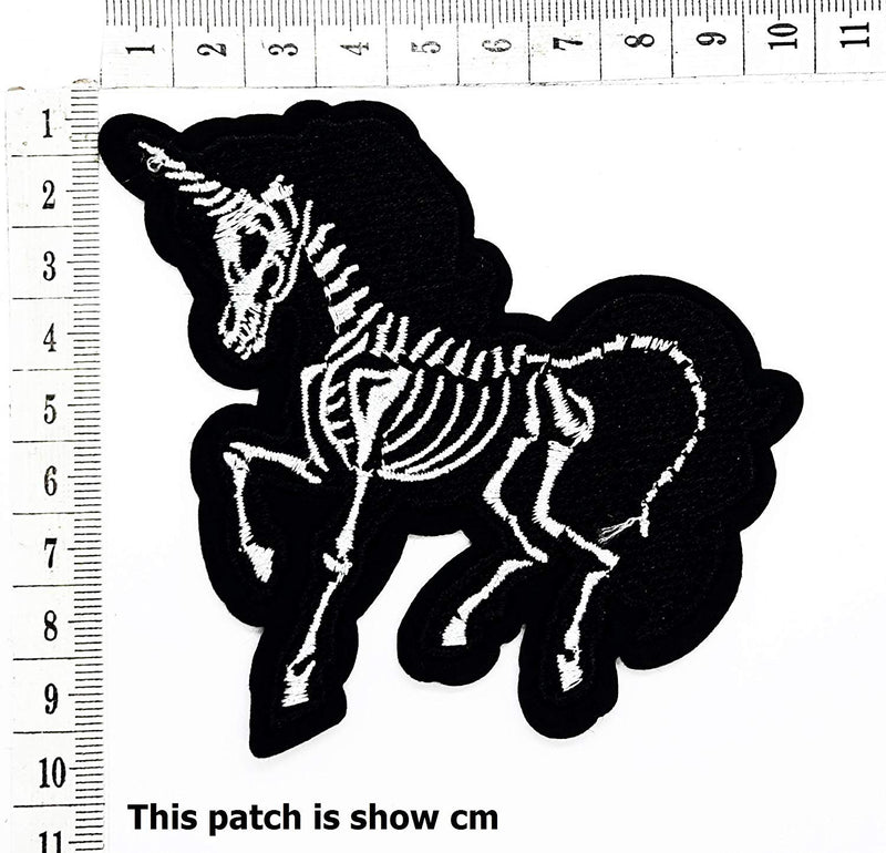 Skeleton Unicorn Horse Black Cartoon Chidren Kids Embroidren Iron Patch/Logo Sew On Patch Clothes Bag T-Shirt Jeans Biker Badge Applique - NewNest Australia