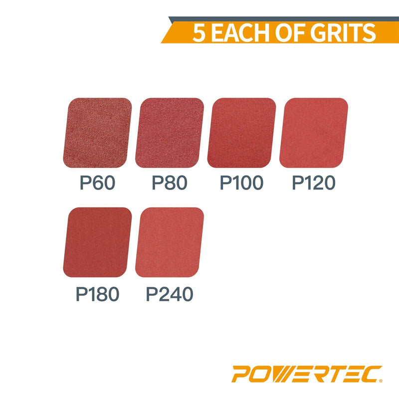 POWERTEC 110541 8-Inch PSA Aluminum Oxide Adhesive Sanding Disc w/Assorted Grits for Automotive and Woodworking, Assorted Grits 60/80/100/120/180/240-30 Pack - NewNest Australia