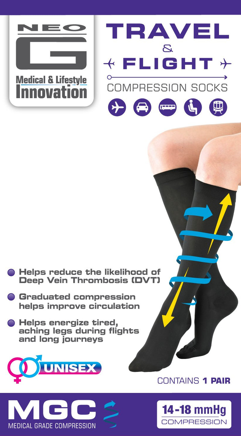 Neo G Travel Compression Socks For Women - Energizing tired, aching legs. Travel Socks are perfect flight companion, great for long periods of inactivity -  Graduated Compression Socks - Beige - M - NewNest Australia