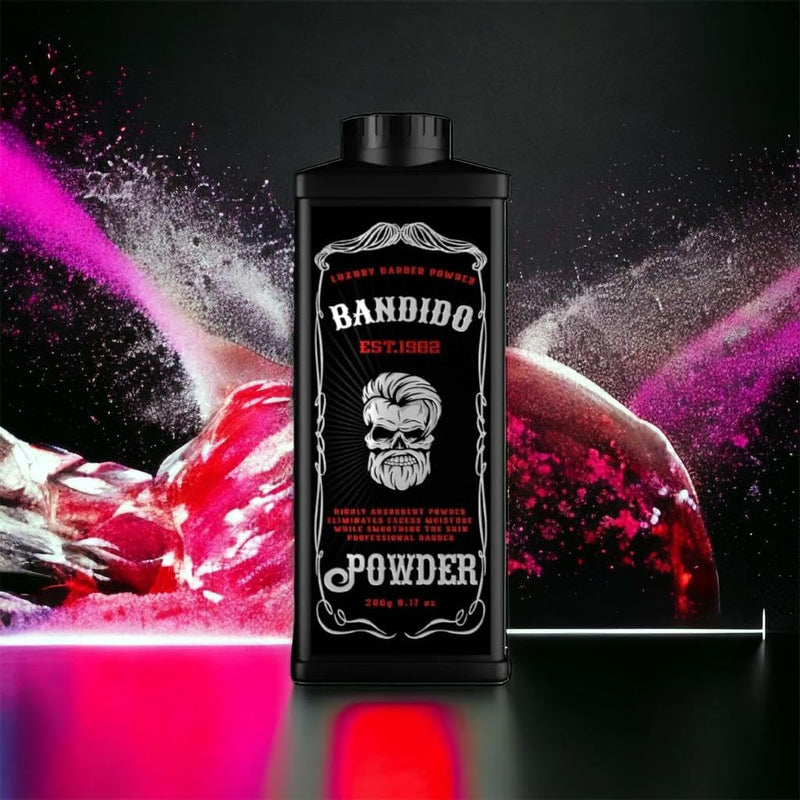 Bandido Barber Talc Powder 260gr | Hairdresser Talcum Powder | Kuaför Talk Pudrasi | Removes body skin irritations and scratches | Men's shaving aftercare | Hairdressing supplies - lockable dispenser - NewNest Australia