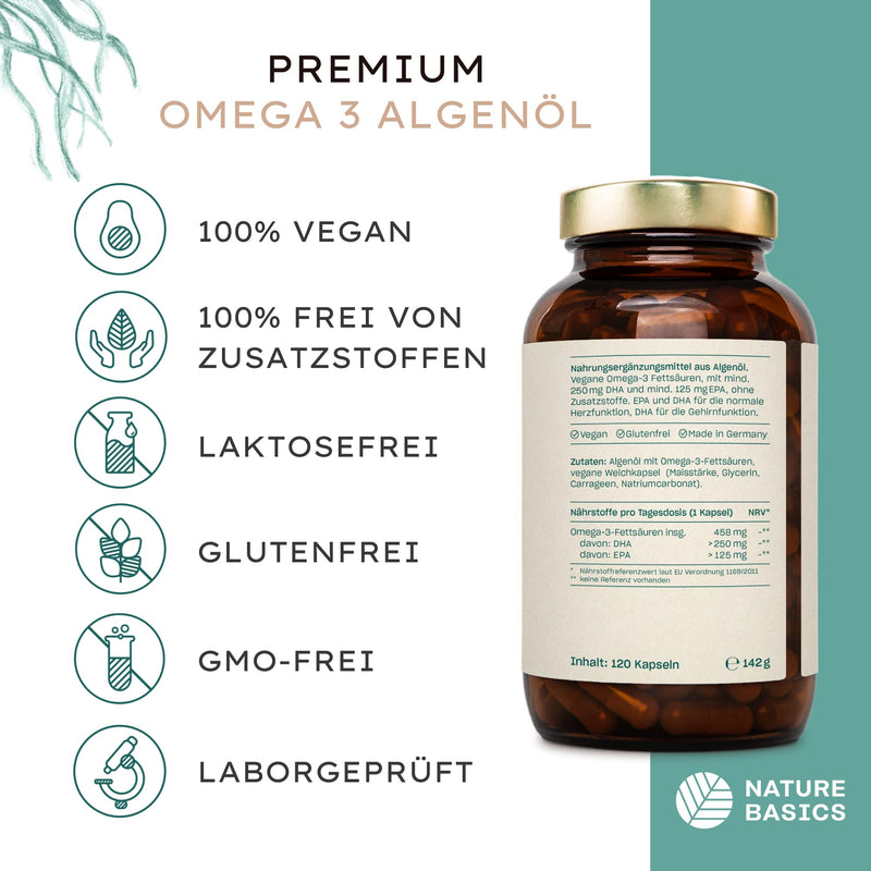 Vegan Omega 3 From Algae Oil | 120 High-Dose Capsules For 4 Months | One Capsule Daily To Support Normal Brain, Eye And Heart Function Laboratory Tested For Purity 120 Pieces (Pack Of 1) - NewNest Australia