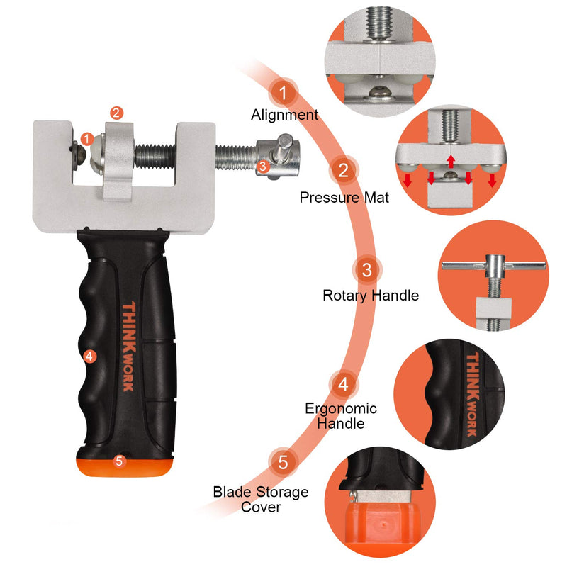 THINKWORK Glass Cutter Tool Kit, Tile Cutter Hand Tool, Easy Glide Glass & Tile Cutter DIY Home Kit（2 Blades & 4 Pads） - NewNest Australia