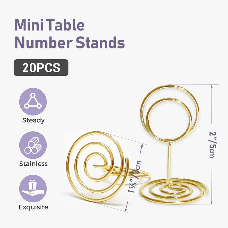 HomWanna Table Number Holders 20Pcs - 2 Inch Mini Place Card Holder Short Table Number Stands for Wedding Party Graduation Reception Restaurant Home Centerpiece Decorations Office Memo (Gold) Gold - NewNest Australia