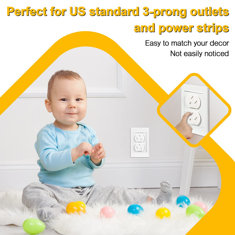 Outlet Covers (45 Pack) Self-Closing Outlet Plug Covers 3-Prong Swivel Electrical Outlet Protectors for Baby Upgraded Adhesive Installation Socket Covers Comes with Extra Sticker Durable ABS Plastic - NewNest Australia