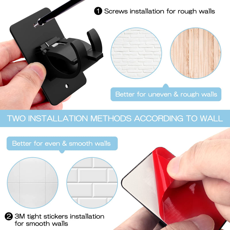 AMZONHOME 2 Pieces Self Adhesive Curtain Rod Bracket, Universal Plastic Curtain Rod Holders, No Drill Curtain Rod Brackets Curtain Rod Hooks for Bathroom, Bedroom, Livingroom, Kitchen (Black) 2 Pcs Black - NewNest Australia