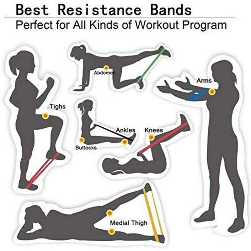 Premium Latex Resistance Bands Stretch Exercise Band Ankle Weights Workout Fitness Gym Yoga Pilates Strength Training Bands for Legs and Glutes with Gliding Discs [Set of 5 Bands] - NewNest Australia
