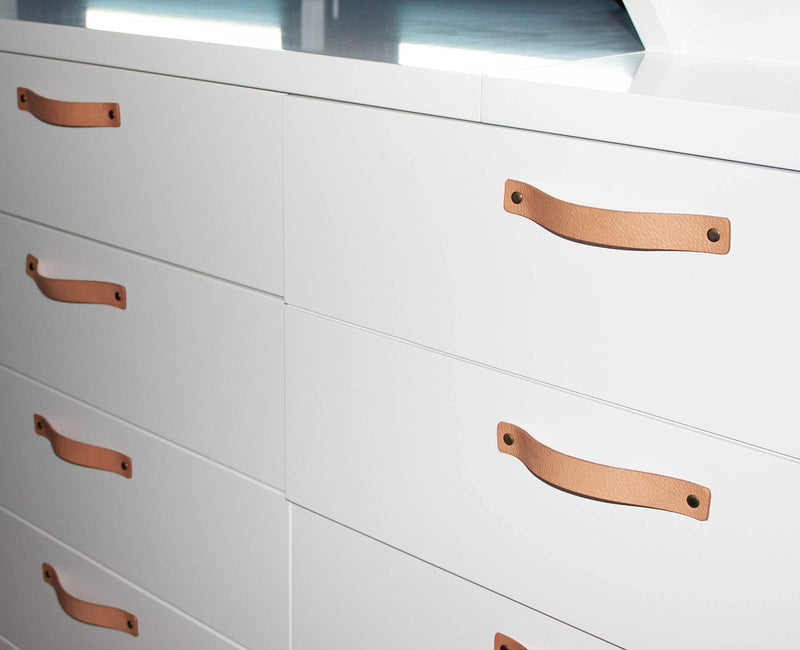 Brute Strength - Leather Handles for Furniture - Natural - 2 pcs - 7-7/8 x 1 ’’ - Leather Drawer Pull - Leather Drawer knobs - Cabinet pulls - Kitchen, bathroon, Dresser 2 Pieces - NewNest Australia