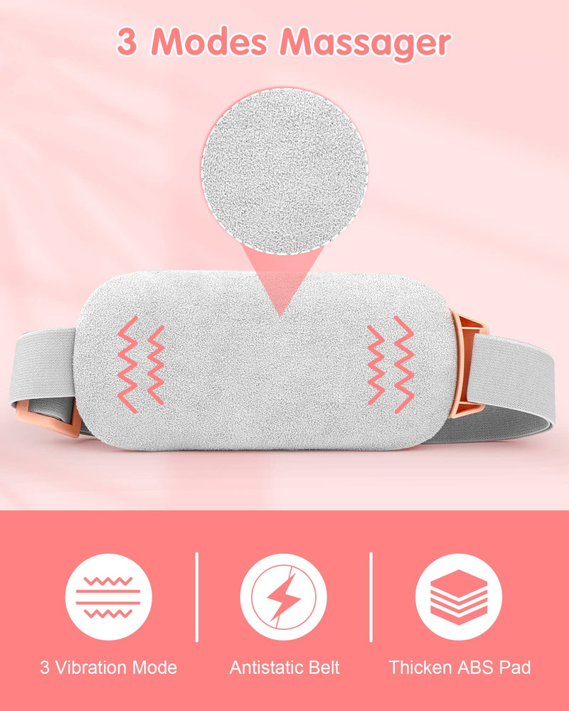 Pain Relief Heating Pad, Period Heating Belt & Menstrual Cramp Massager with 3 Heat Levels & 3 Massages Modes Rechargable Electric Fast Warming Belly Belt, Gifts for Women Lady & Girl, Pink - NewNest Australia