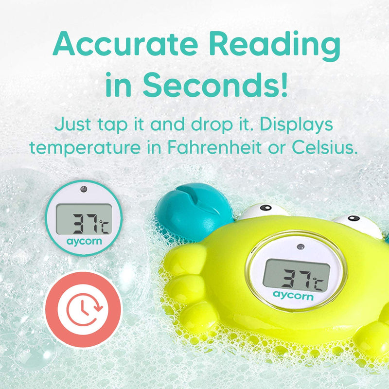 Aycorn Digital Baby Bath Thermometer Baby Safety - Fahrenheit Water Temperature Thermometer & Room Thermometer with LED Display and Temperature Warning - Infant Baby Bath Toys Floating Toy Thermometer - NewNest Australia