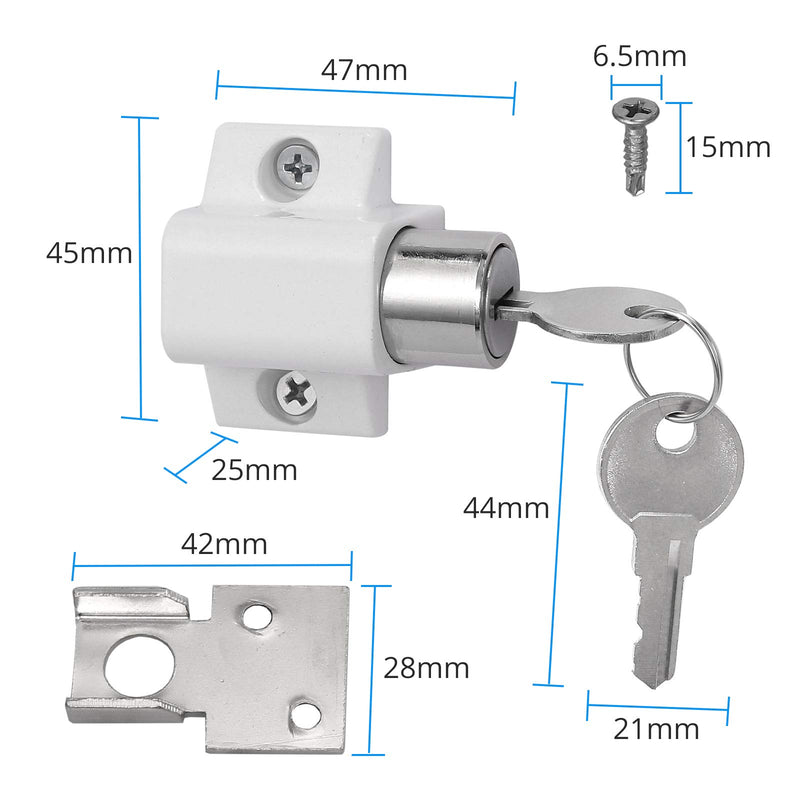 eSynic 2Pcs Sliding Door and Window Lock Sliding Patio Door Catches Set Window Bolt Sliding Security Locks with Universal Keys Door Window Locks for Home Office Classroom - White - NewNest Australia