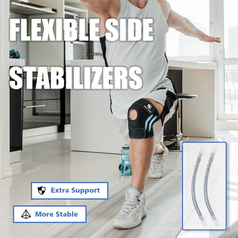 Knee Support Men 1 PCS, Adjustable Knee Support Brace for Men/Women with Patella Gel Pad, Anti-Slip Knee Supports for Arthritis/Ligament Damage, Knee Brace for Running/Weight Lifting by MAYKI One Size Black - NewNest Australia