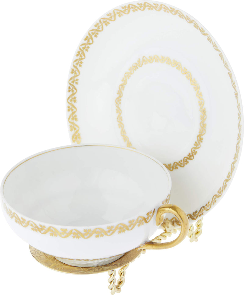 NewNest Australia - Bard's Ornate Twisted Shiny Gold-Toned Cup & Saucer Stand, 3" H x 2.75" W x 4" D 1 