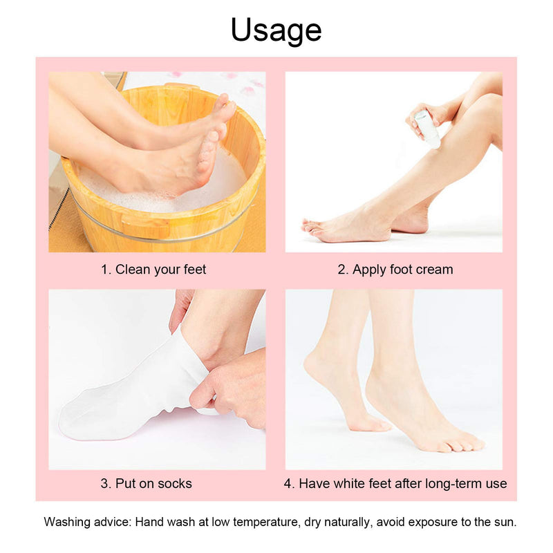 2 Pairs of Moisturizing Socks, Foot Spa Socks, Moisturizing Exfoliating Socks Moisturizing Care Elastic Anti Cracking Foot Skin Cares Socks Elastic Foot Care Socks White(XL(42-44)) XL(42-44) - NewNest Australia