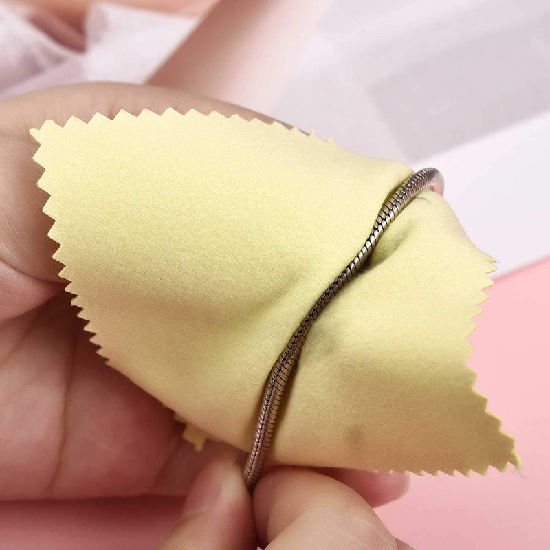 SEVENWELL 50pcs Jewelry Cleaning Cloth Yellow Polishing Cloth for Sterling Silver Gold Platinum Small Polish Cloth 8x8cm - NewNest Australia