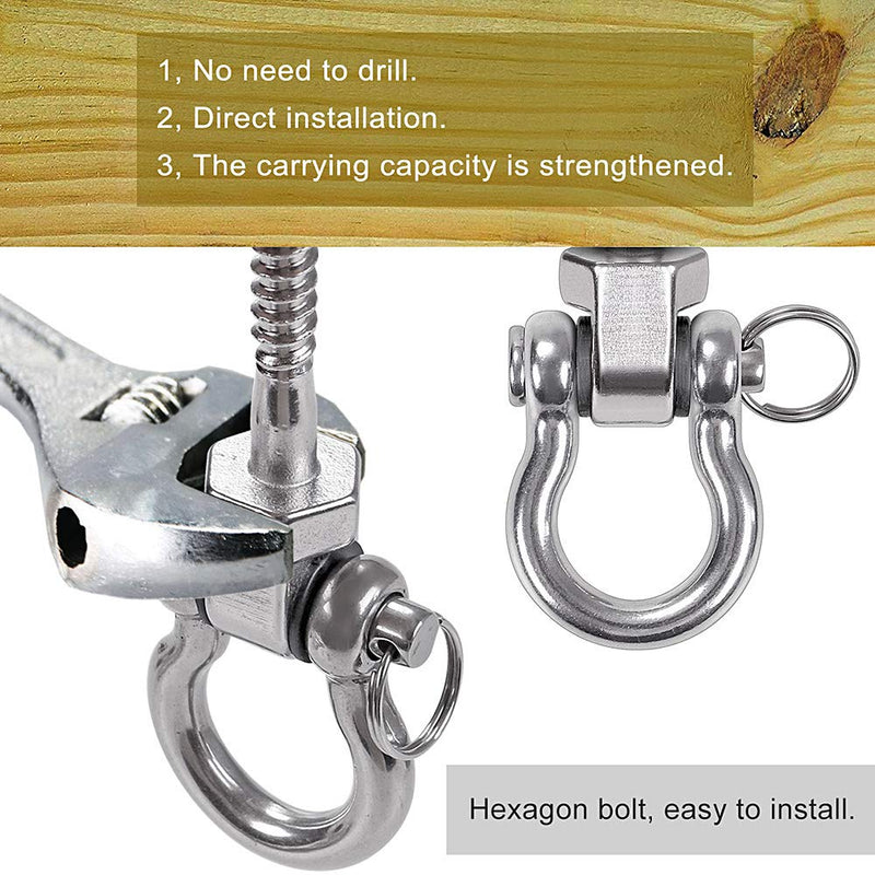 BeneLabel Set of 2 Permanent Antirust Stainless Steel 304 Screw Bracket Heavy Duty Swing Hanger 1800LB Capacity, Indoor Outdoor Playground Yoga Hammock Chair Sandbag Punching Bag, Hardware Swing Sets - NewNest Australia
