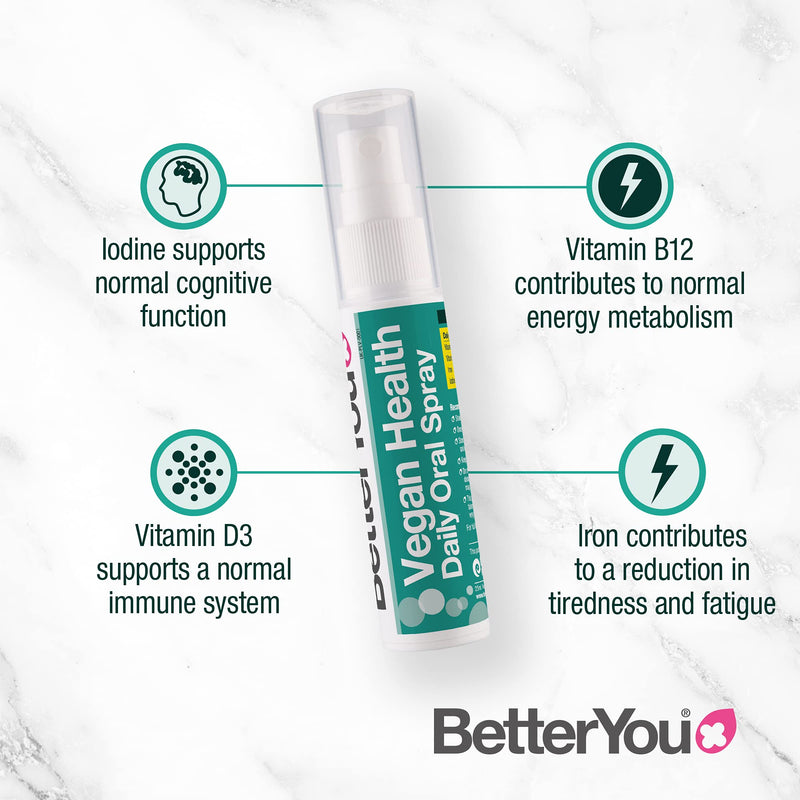 Better You Vegan Health Daily Oral Spray |3000 IU (75UG) of Vitamin D | Contains Vitamin D, Vitamin B12, Iron and Iodine | 25ml | Natural Mixed Berries Flavour - NewNest Australia