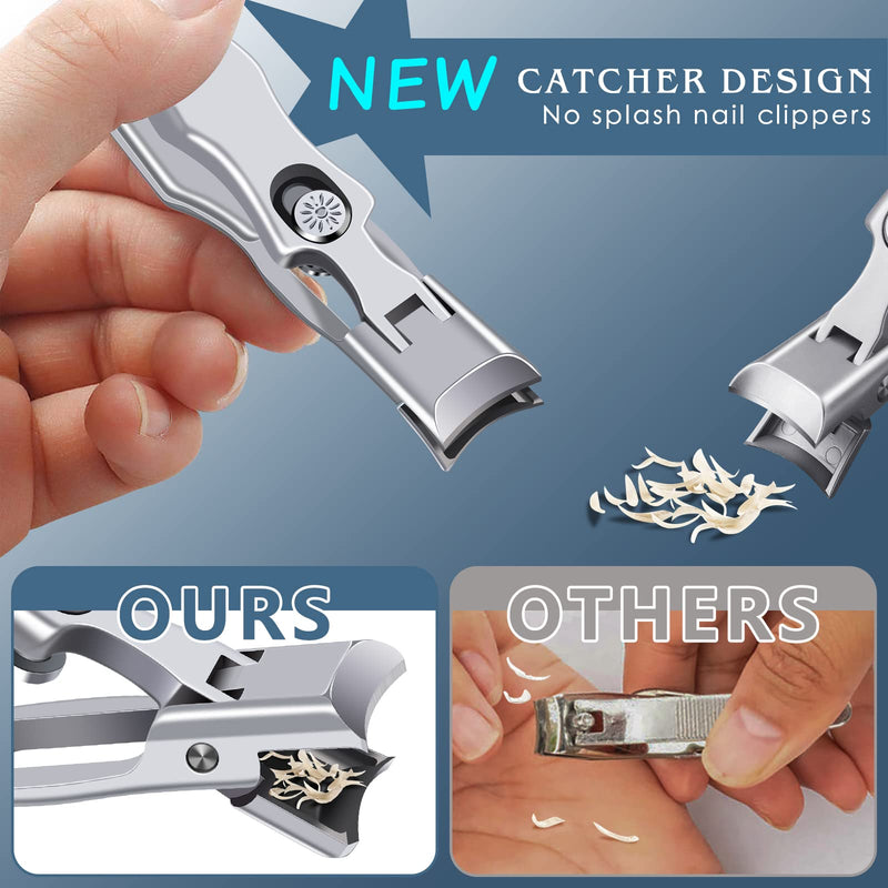 Nail Clippers - DRMODE Upgraded Wide Jaw Opening No Splash Nail Clippers for Thick Nails with Catcher,Toenail Clippers Long Handled Nail Cutter with Sharp Curved Blade for Men Senior - NewNest Australia