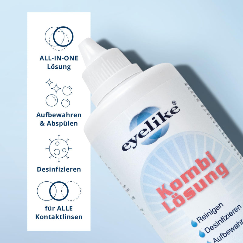 Eyelike combination solution - one-step care system - ideal for cleaning, disinfecting and storing soft contact lenses - 360 ml 360 ml (pack of 1) - NewNest Australia