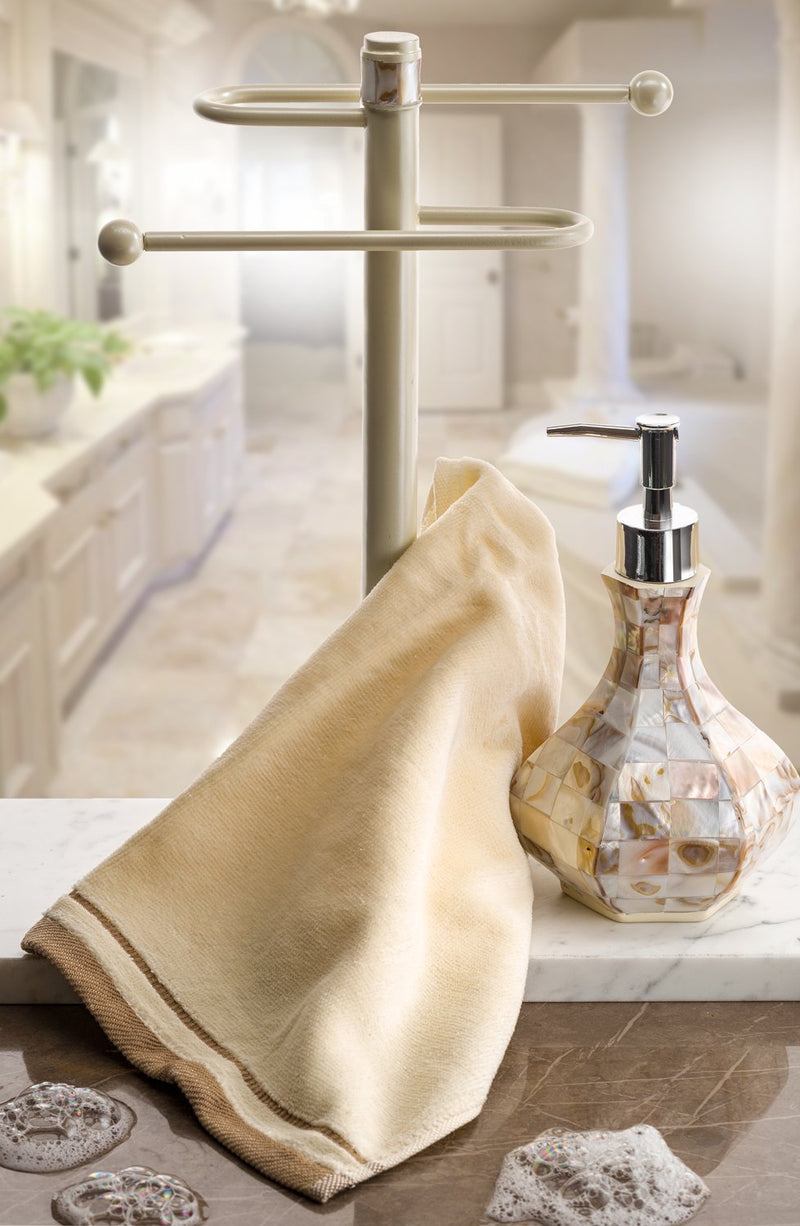 Creative Scents Milano Hand Soap Dispenser, Countertop Decorative Lotion Pump, Shower Dispensers, for Elegant Bathroom Decor, Mother of Pearl - NewNest Australia