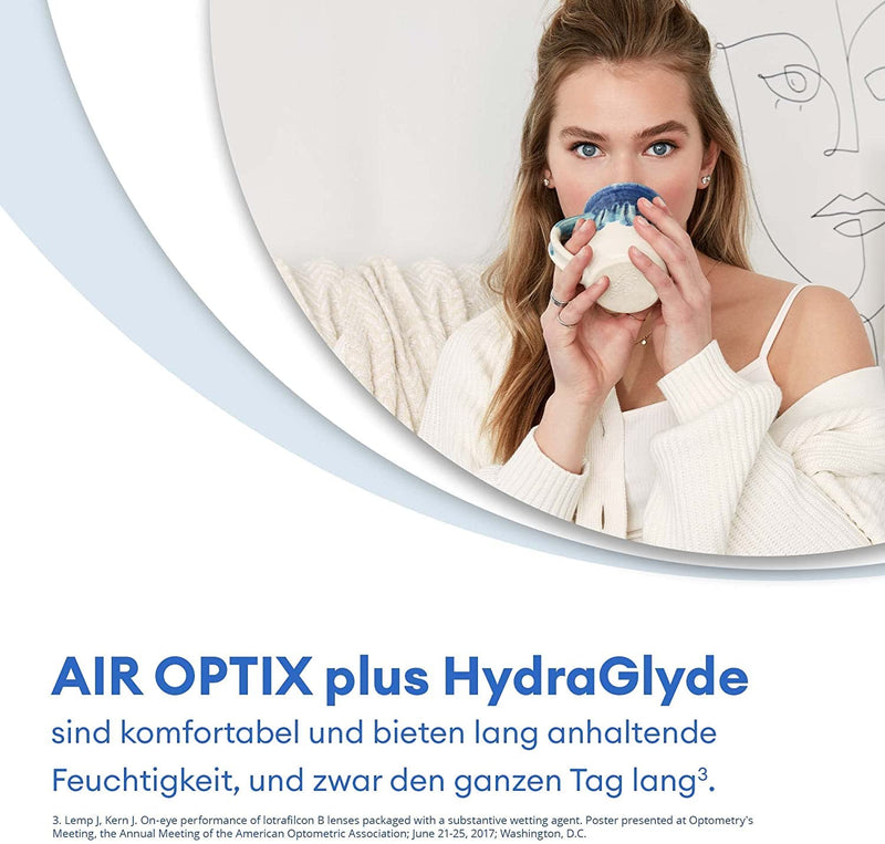 Air Optix plus HydraGlyde monthly lenses soft, 6 pieces, BC 8.6 mm, DIA 14.2 mm, +0.25 diopters 0.25 diopters 8.6 millimeters 14.2 millimeters - NewNest Australia