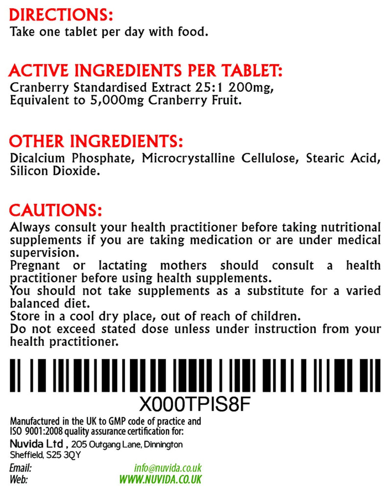 Cranberry Tablets/High Strength Daily Cranberry Supplement / 90 Cranberry Extract Tablets for Urinary infections Support / 5000mg / Vegan and Vegetarian Friendly - NewNest Australia