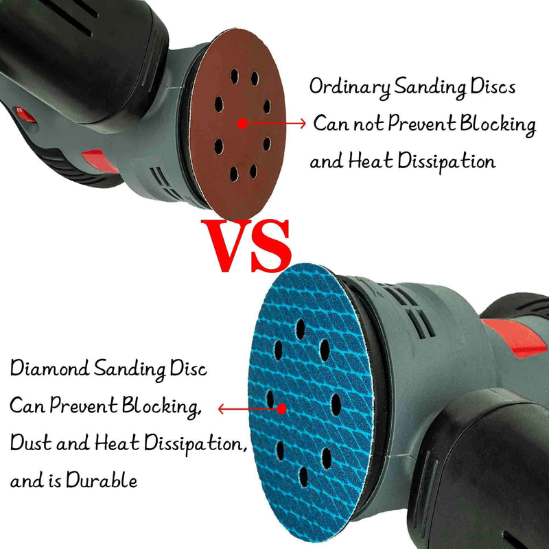 Orbital Sander Sandpaper 5 Inch 8 Hole Sanding Disc Hook and Loop Pads Sand Paper 320 Grit for Wood 70 PCS Blue Aluminum Oxide Anti Blocking Rhombus Sanding Discs 5 inch 320 grit - NewNest Australia