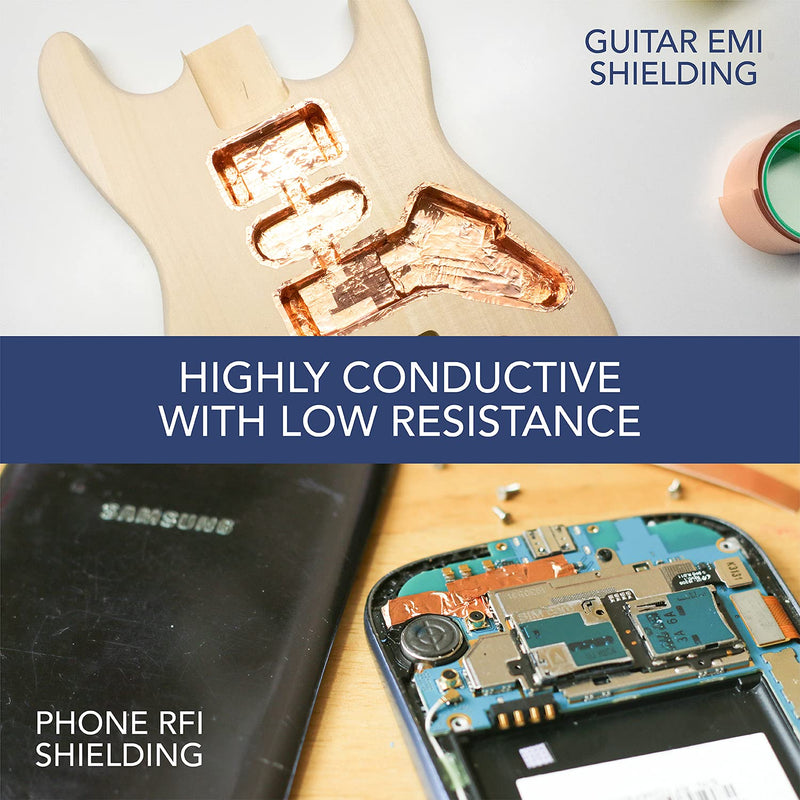 Copper Tape Conductive Adhesive [1 Inch x 66ft] Copper Foil Tape for EMI Shielding Barrier, Guitar Cavity, Electrical Conductive for Soldering, Stained Glass, and More - NewNest Australia
