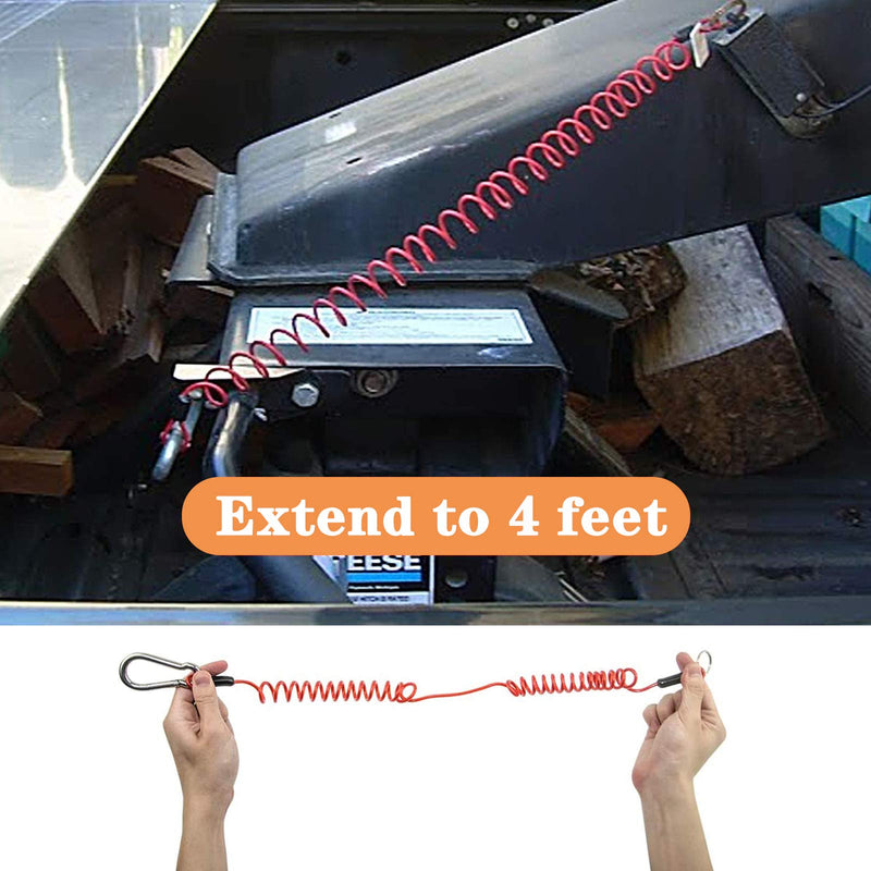 2Pcs Breakaway Trailer Cable, Trailer Brake Cable, RV Stainless Steel Spring Towing Coiled Wire, Heavy Duty Steel Wire Extend to 4ft Coiled Safety Cables Strap for RV Towing Trailer - NewNest Australia